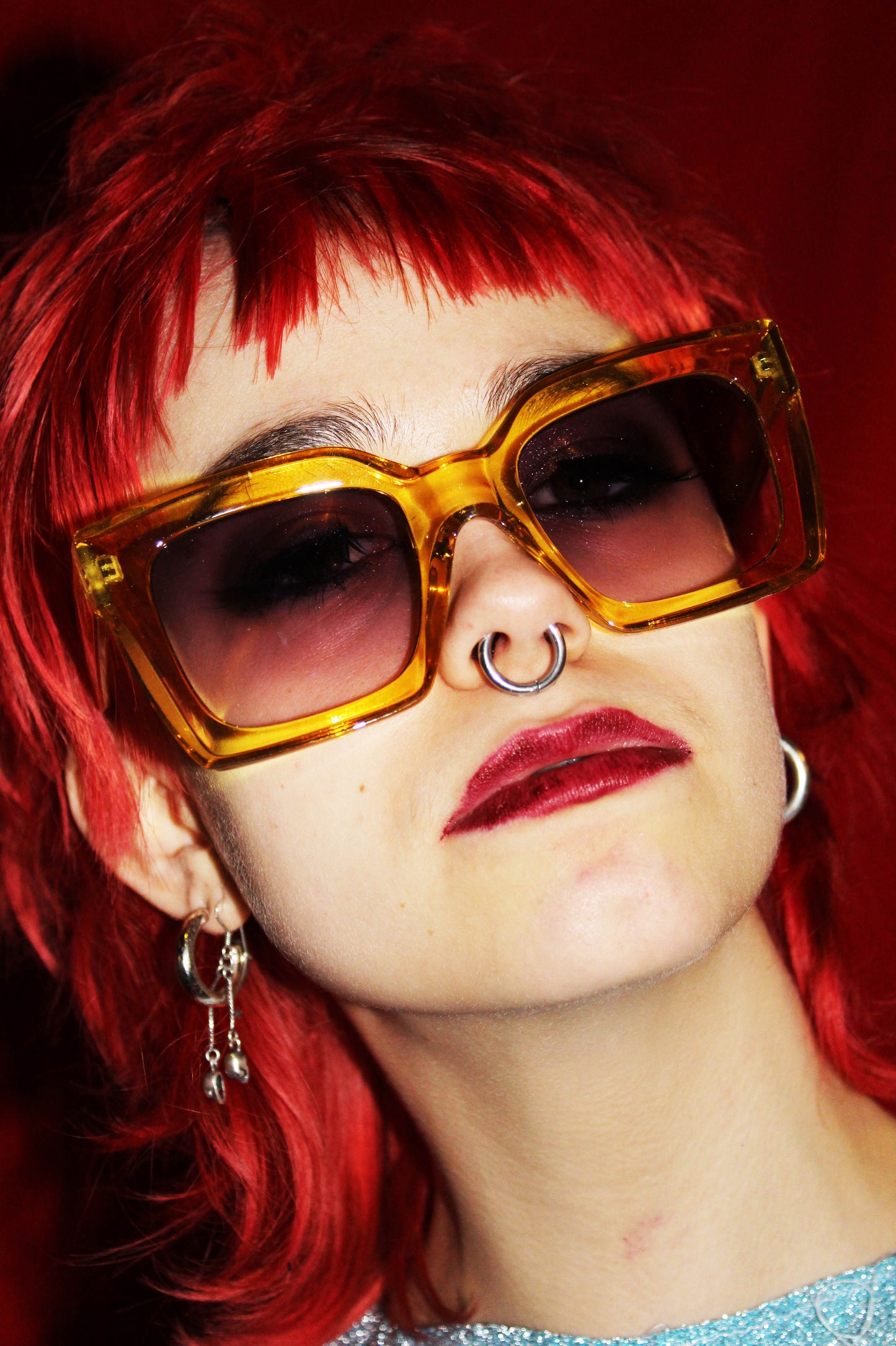 ‘DON’T CALL ME HONEY’ yellow square frame oversized sunglasses