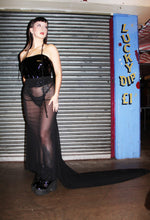 Load image into Gallery viewer, ‘VAMPIRA’ long train black mesh maxi skirt
