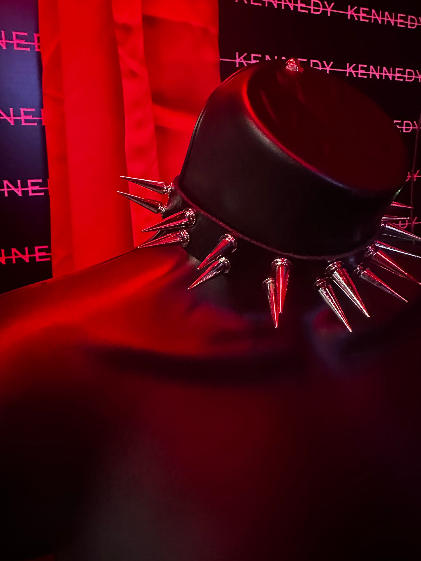 ‘STACKED’ DOUBLE LAYER BLACK SPIKED PLEATHER CHOKER