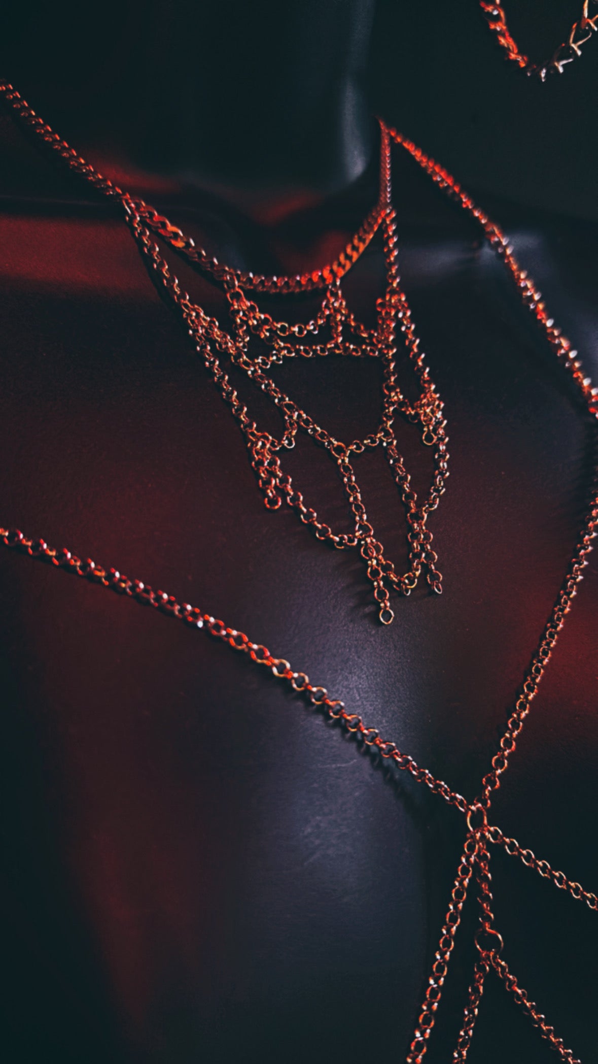 'SPIDER WEB' STAINLESS STEEL CHAIN BRA HARNESS AND CHOKER