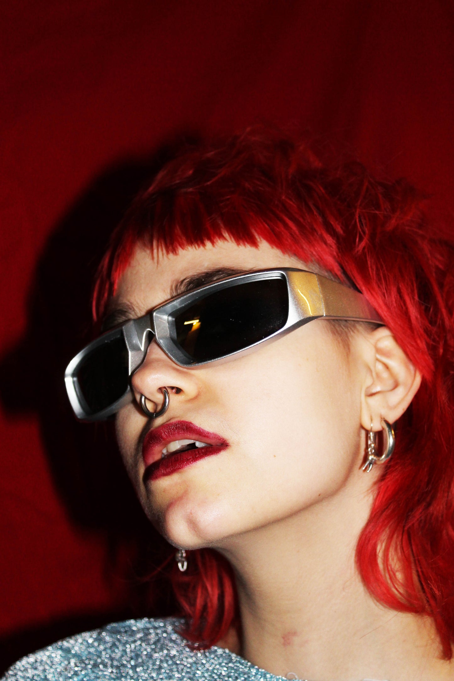 “TAKE ME TO YOUR LEADER” FUTURISTIC SILVER SUNGLASSES