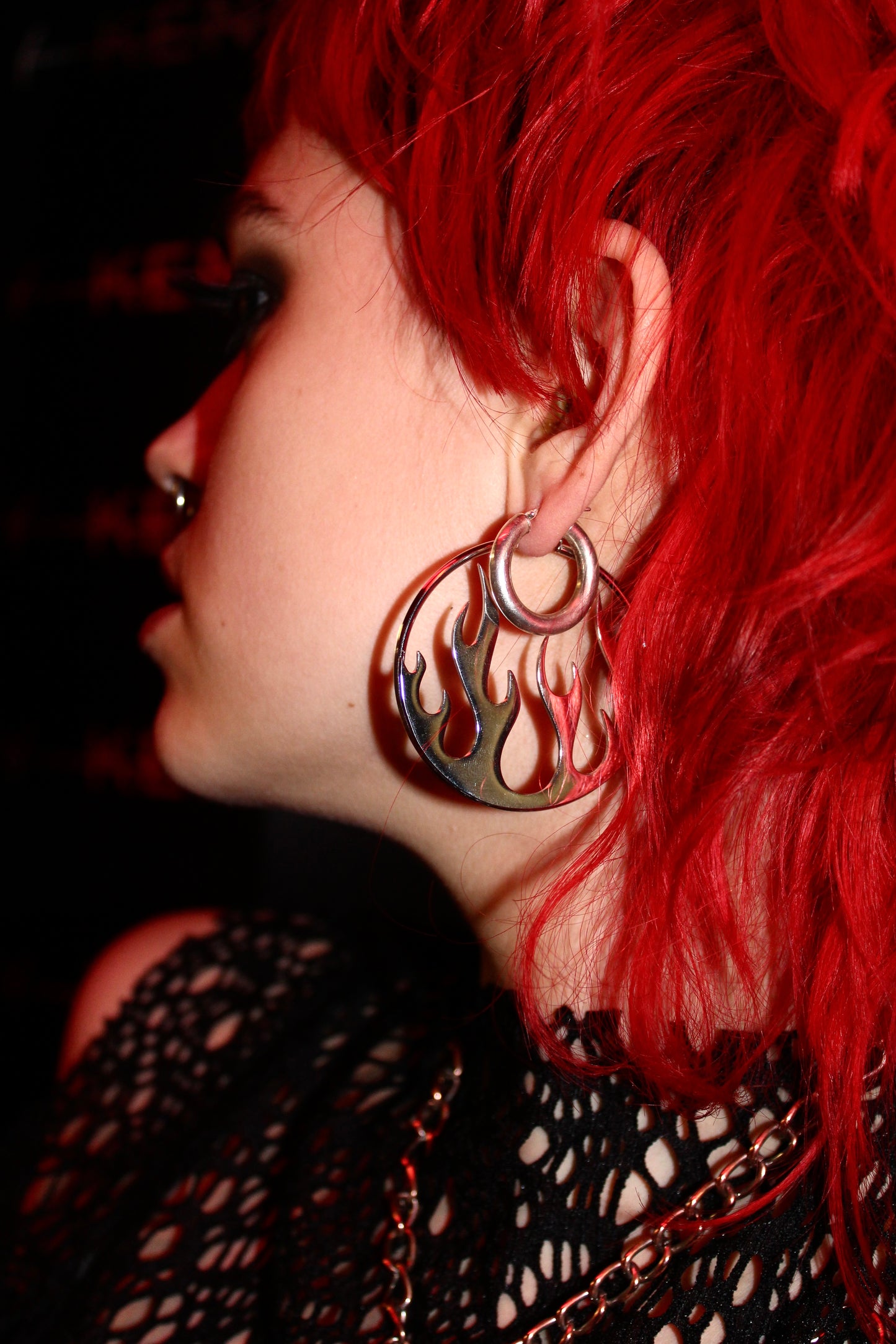 KENNEDY X CURIOUS CASKET “HOTTER THAN HELL” HOOP EARRINGS