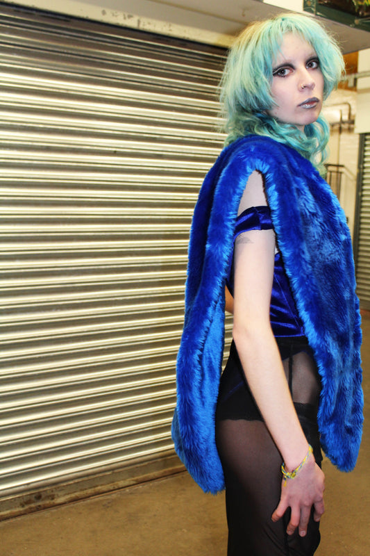'Electric Blue' faux fur wrap scarf