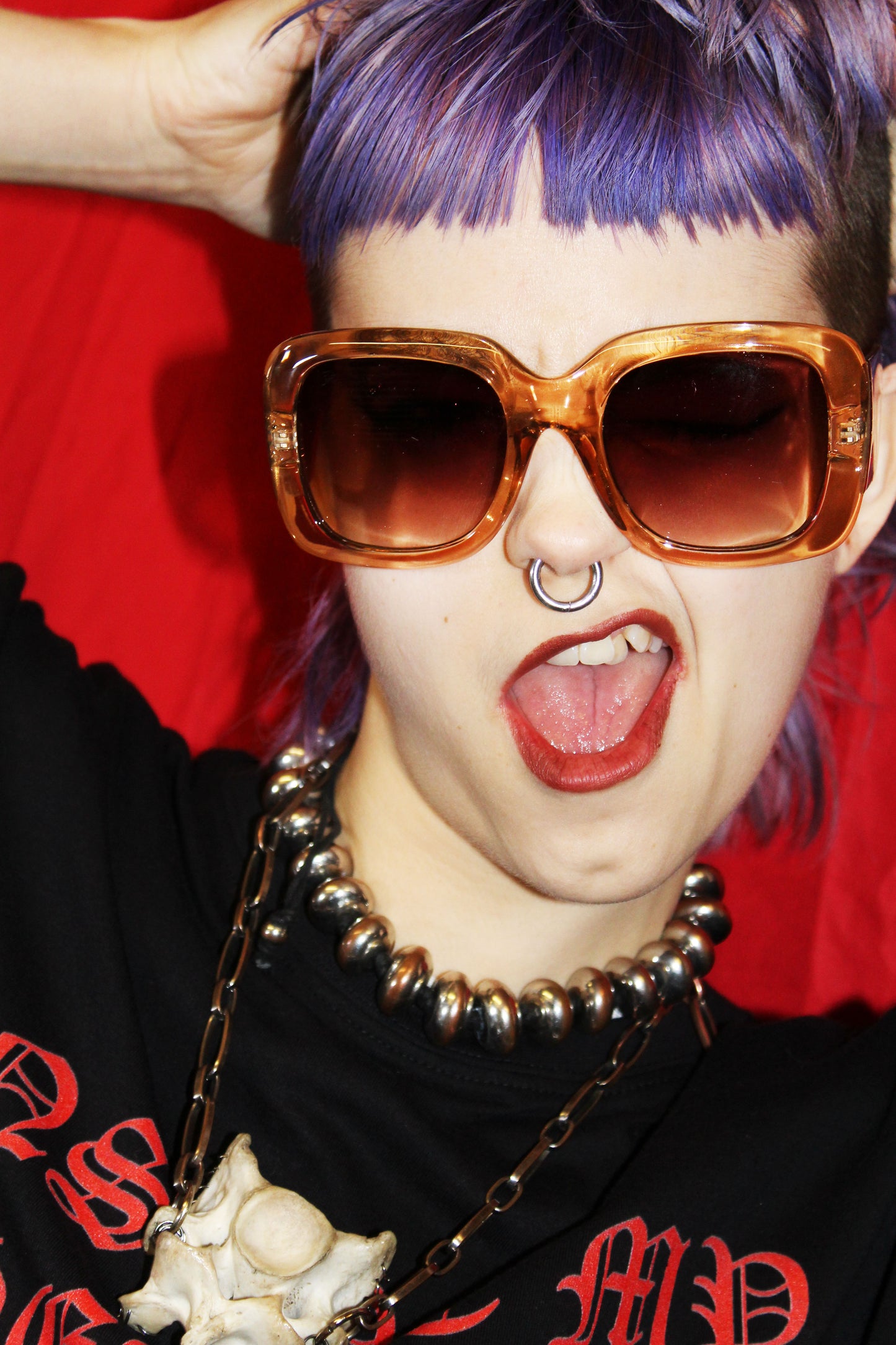 "STATEMENT" TAN SEMI TRANSLUCENT OVERSIZED RECTANGLE SUNGLASSES