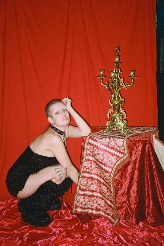 'BABY BAT' Black Bandeau Faux Fur Mini Dress