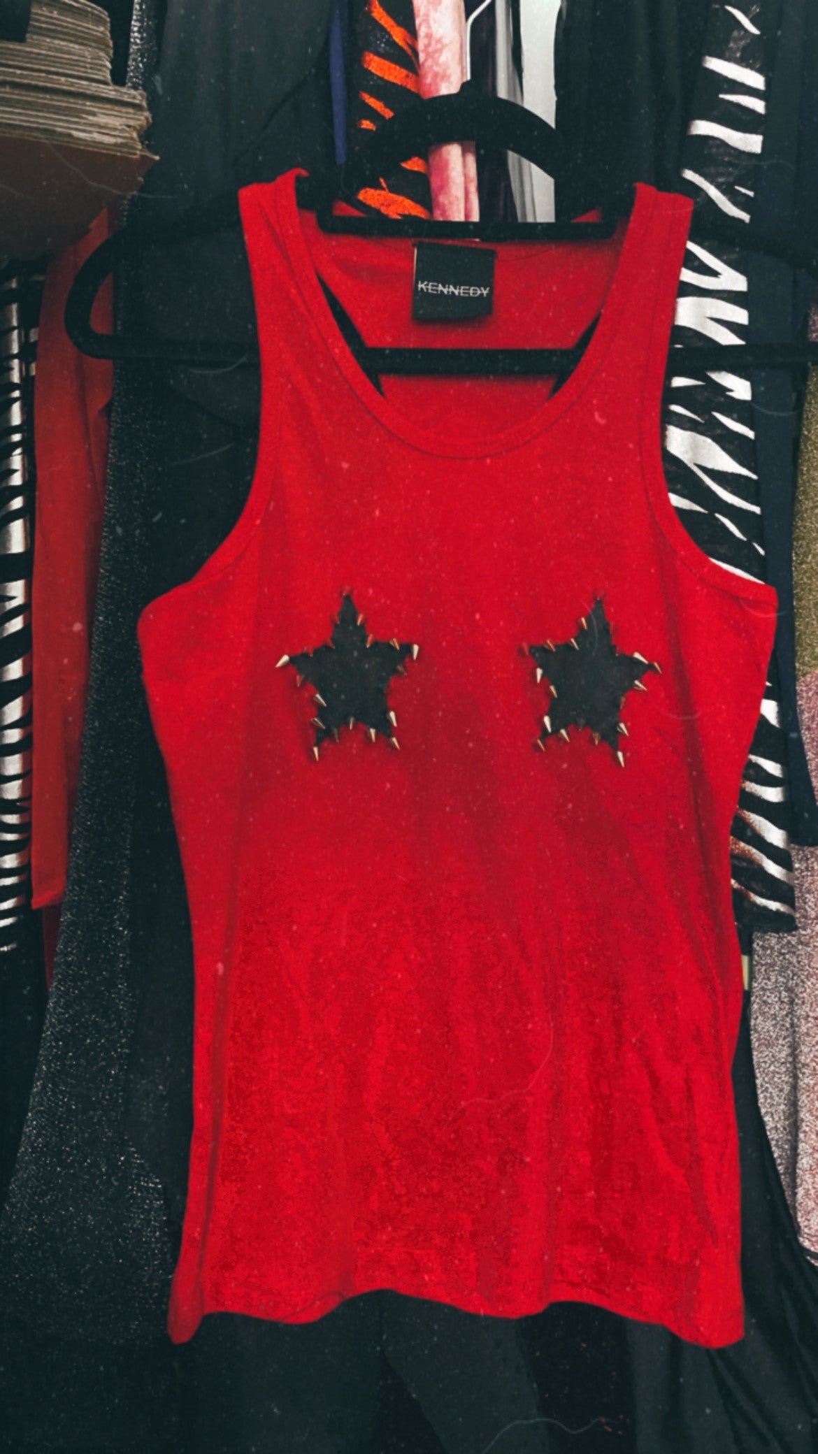 'STUD ME UP' RED VEST TOP