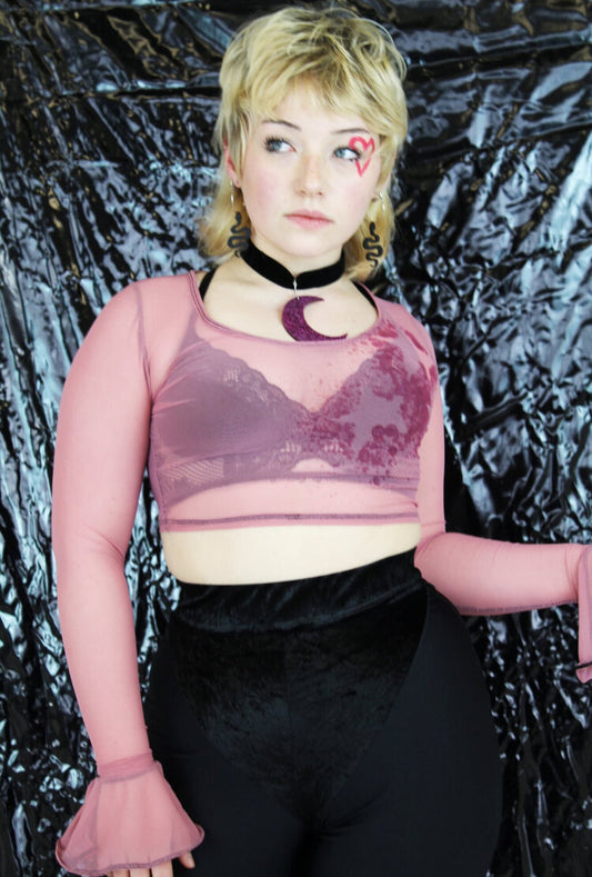 Celestial mesh crop top