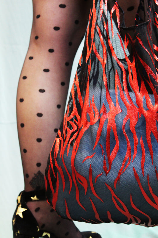 Red and Black Zebra print Beach Bag