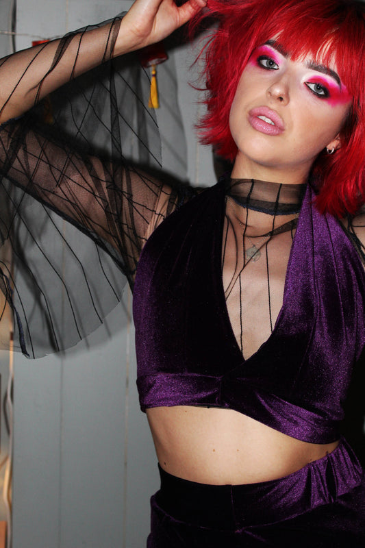 Purple Rain Velvet Halter Top
