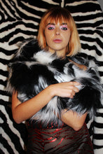 Load image into Gallery viewer, BLACK AND WHITE SHAGGY FAUX FUR SCARF
