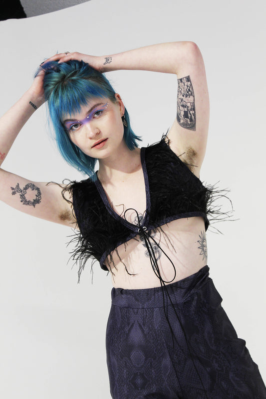 'GET IT ON' FEATHER WAISTCOAT