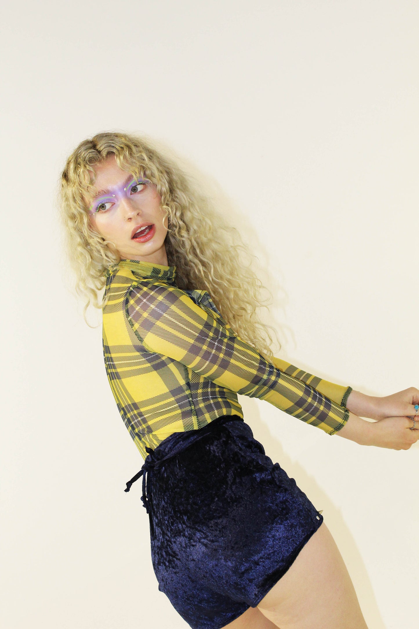 'Union City Blue' velvet hotpants