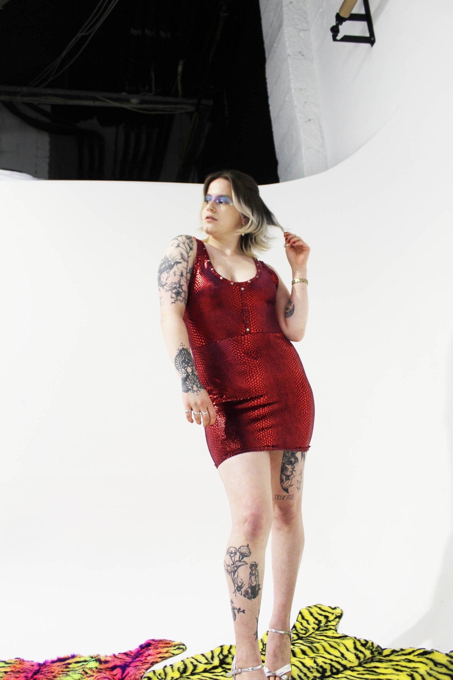 'TRASH' SNAKE PRINT MINI DRESS