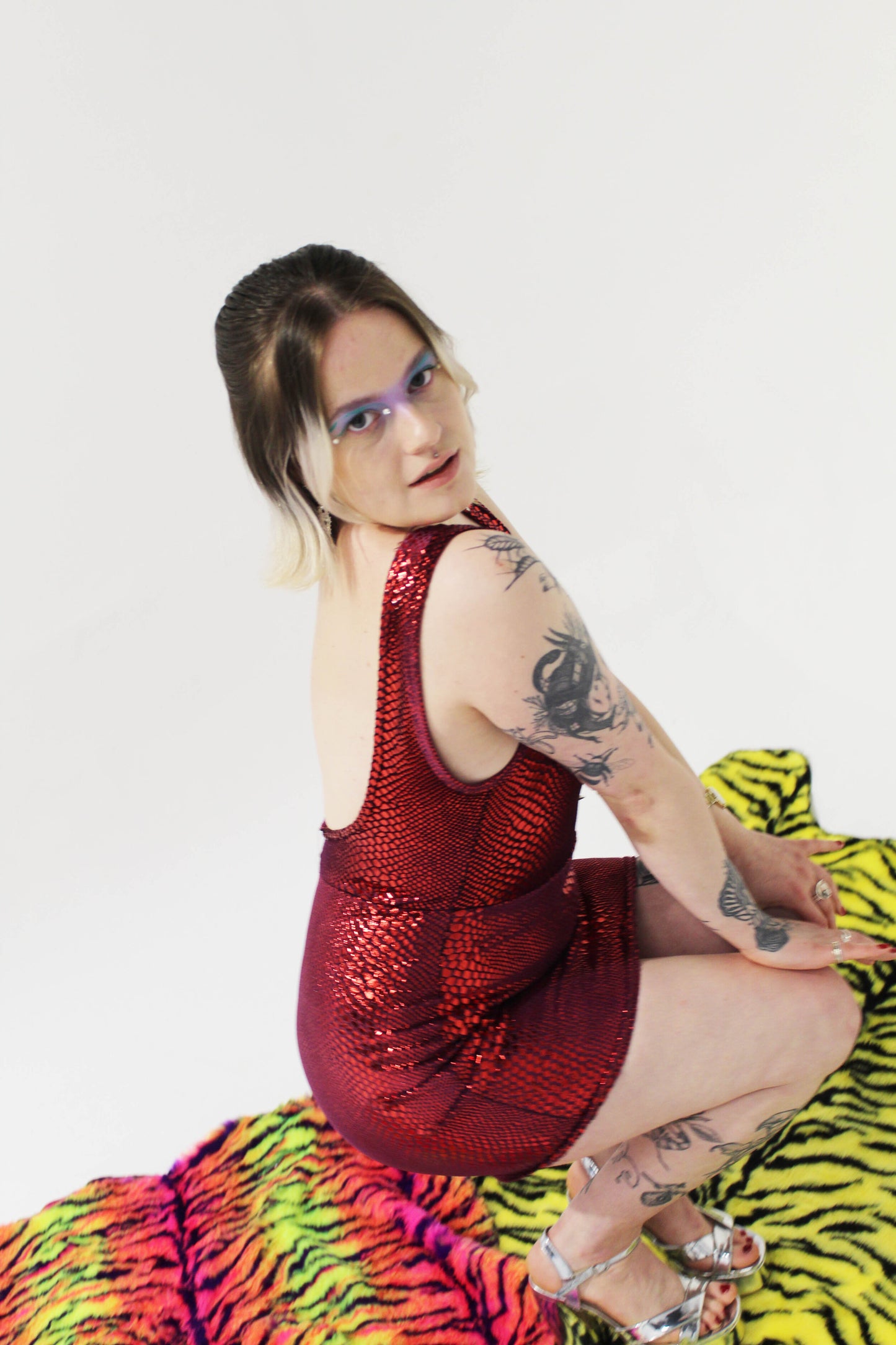 'TRASH' SNAKE PRINT MINI DRESS
