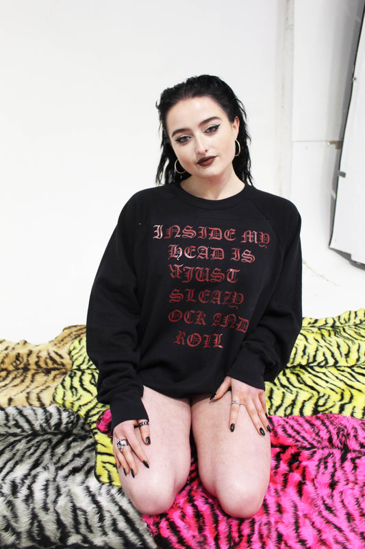 'Rock n roll' black oversized lounge jumper