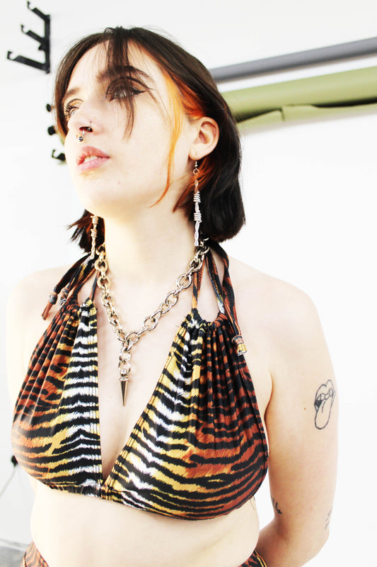 'HOLLYWOOD' TIGER PRINT LYCRA BIKINI TOP