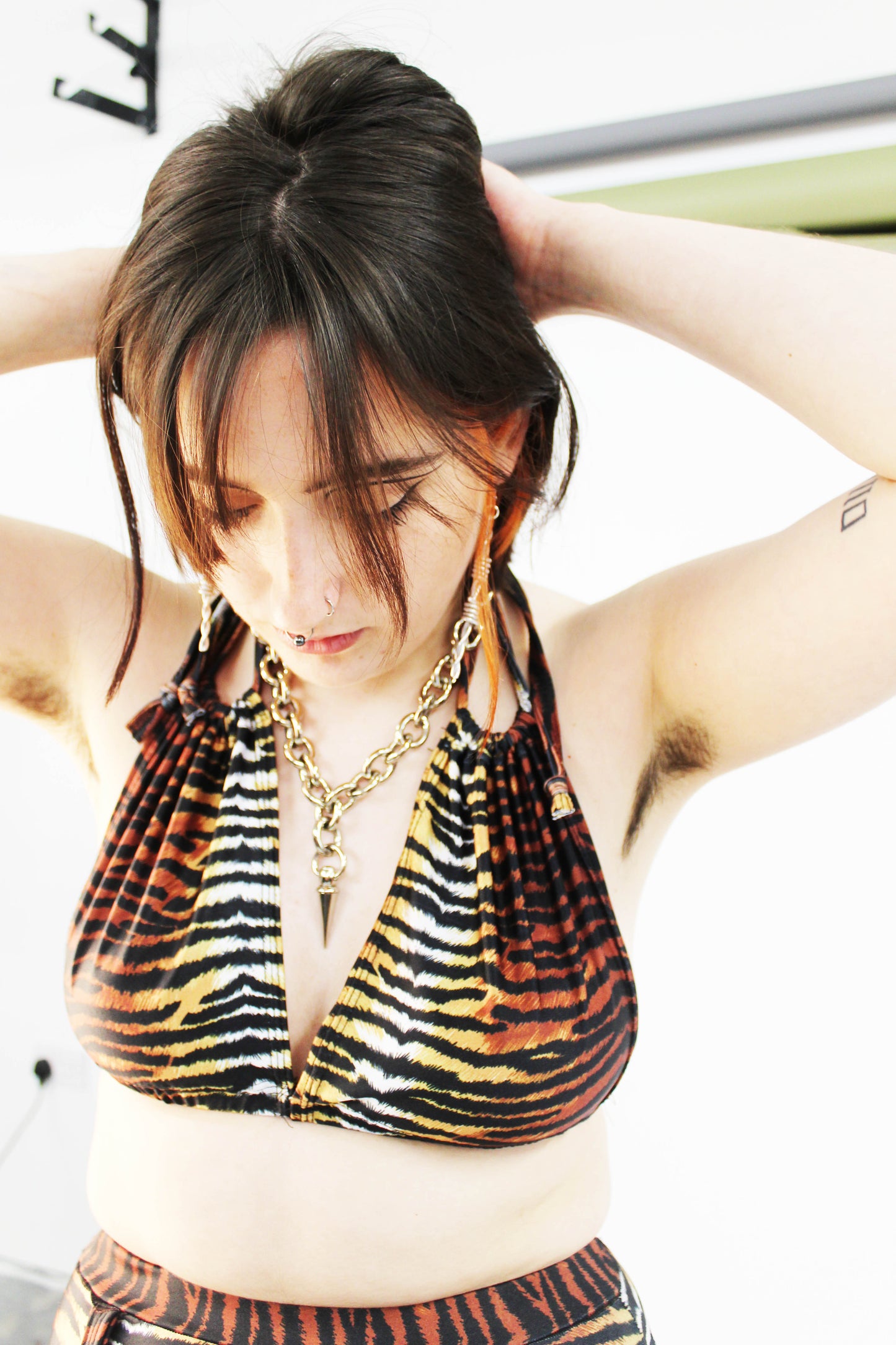 'HOLLYWOOD' TIGER PRINT LYCRA BIKINI TOP