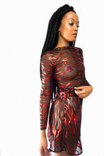 Load image into Gallery viewer, Red Zebra Metallic Mesh Mini Skirt
