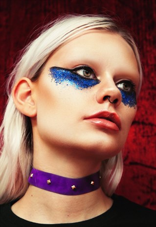 KENNEDY purple faux suede studded choker