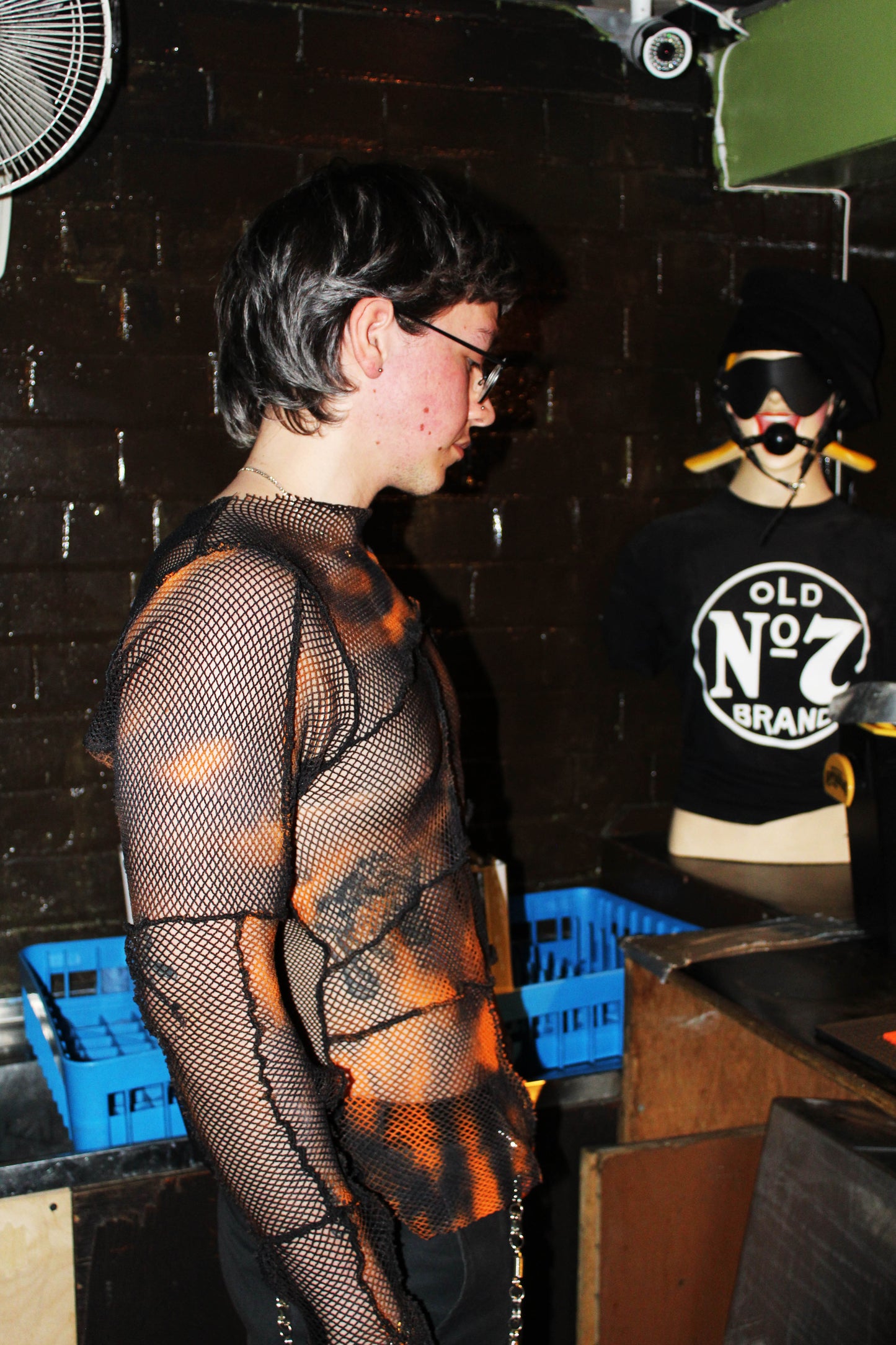 Men’s fishnet long sleeve top