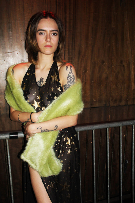 MINT GREEN FAUX FUR SCARF