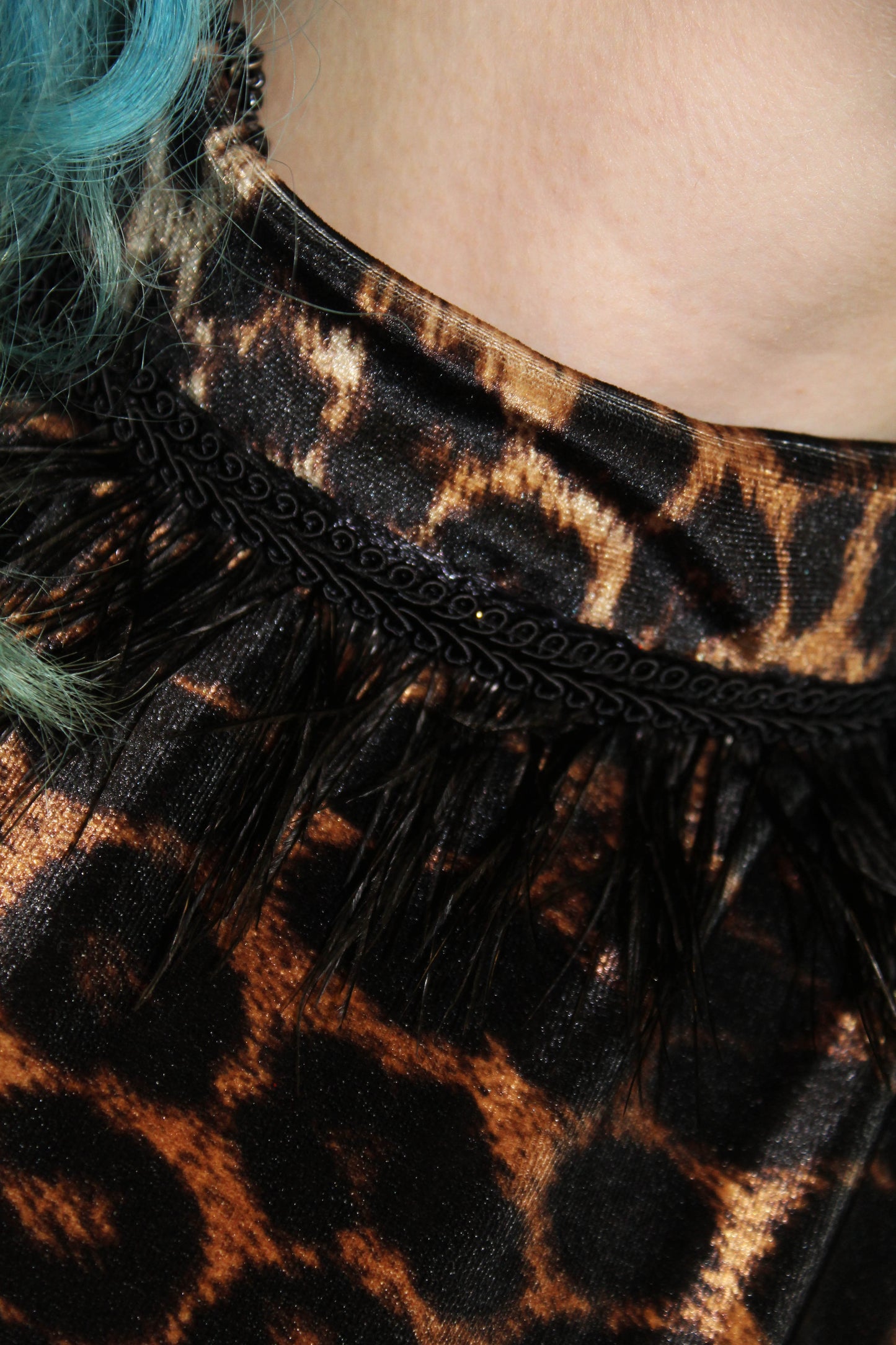 ‘AMPED’ velvet leopard print high cut bodysuit