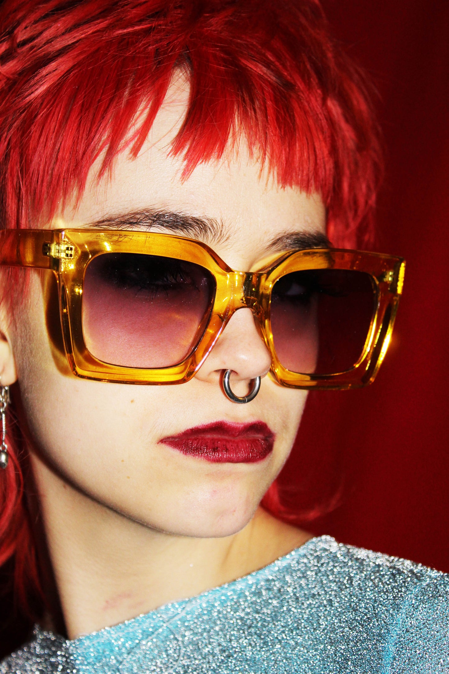 ‘DON’T CALL ME HONEY’ yellow square frame oversized sunglasses