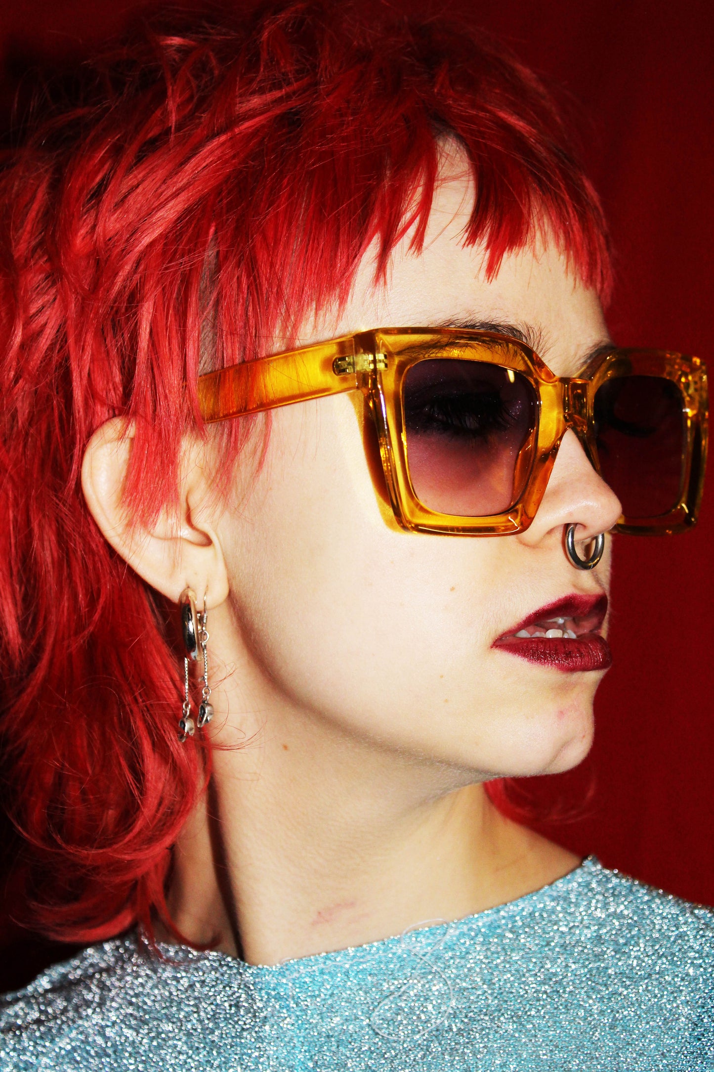 ‘DON’T CALL ME HONEY’ yellow square frame oversized sunglasses