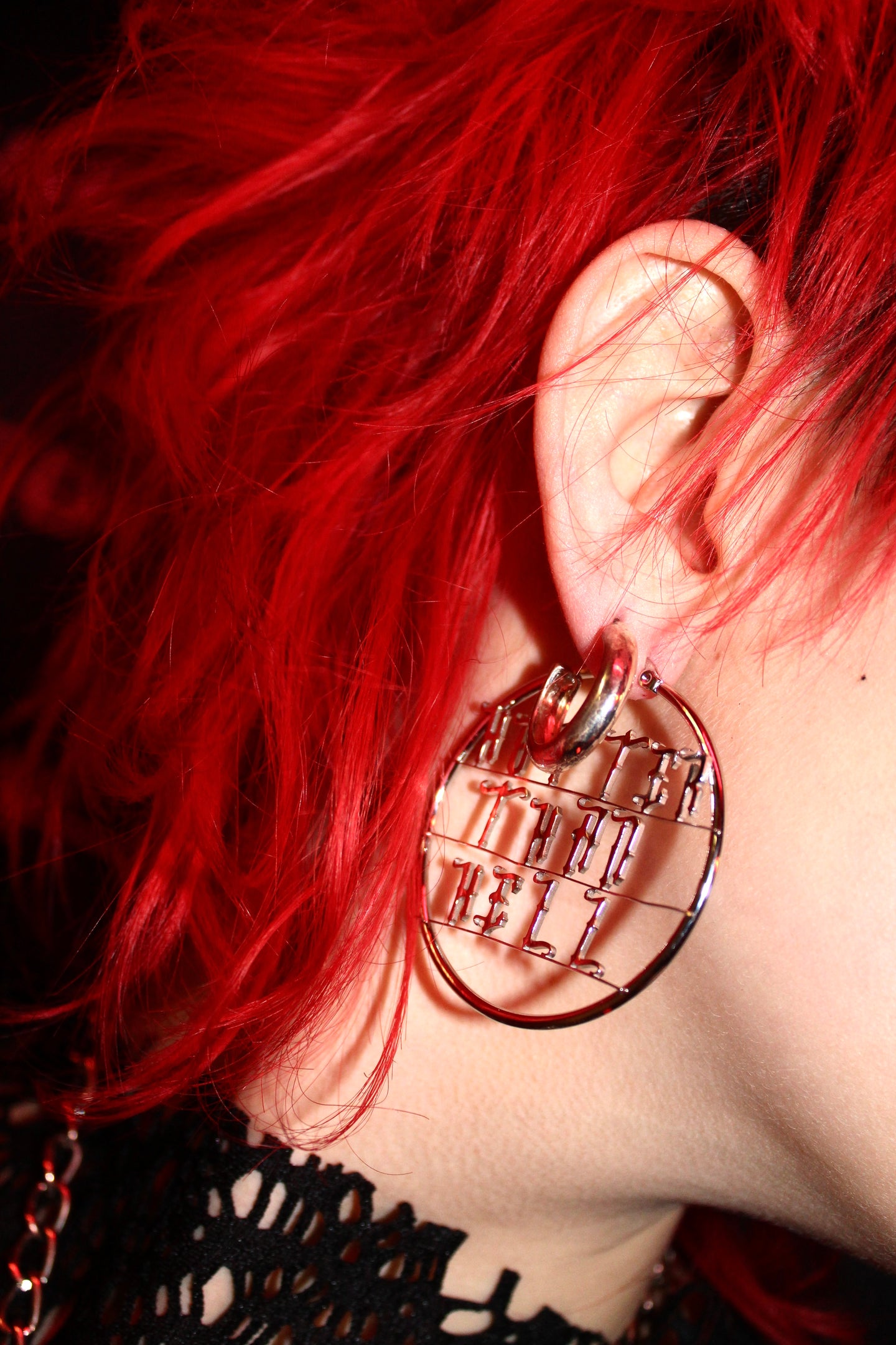 KENNEDY X CURIOUS CASKET “HOTTER THAN HELL” HOOP EARRINGS