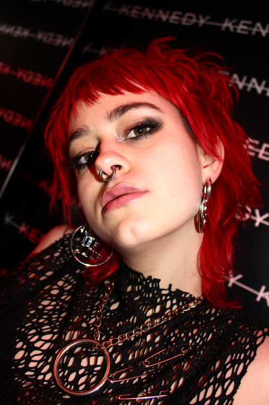 KENNEDY X CURIOUS CASKET “HOTTER THAN HELL” HOOP EARRINGS