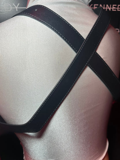 BLACK MENS STUDDED PLEATHER CHEST HARNESS