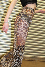 Load image into Gallery viewer, &#39;Psychedelic Jungle&#39; mesh leopard print maxi skirt with diamanté buckle
