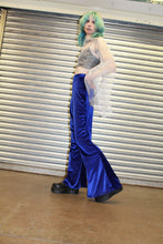 Load image into Gallery viewer, Electric blue velvet high waisted flares

