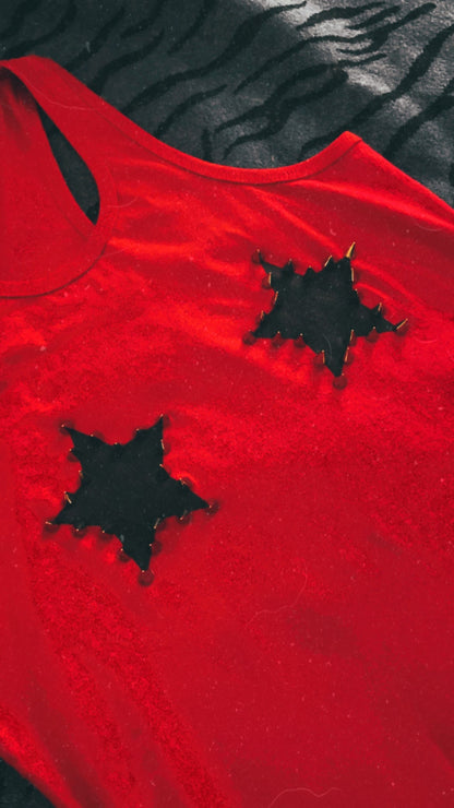 'STUD ME UP' RED VEST TOP