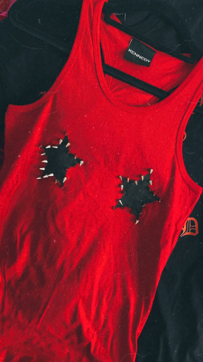 'STUD ME UP' RED VEST TOP