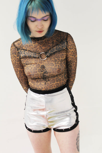 'CHERRY BOMB' STUDDED METALLIC HOTPANTS