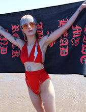 Load image into Gallery viewer, Sleazy Rock Red and Black Beach Towel
