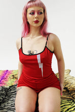 Load image into Gallery viewer, Red/ glitter bolt cami lounge top
