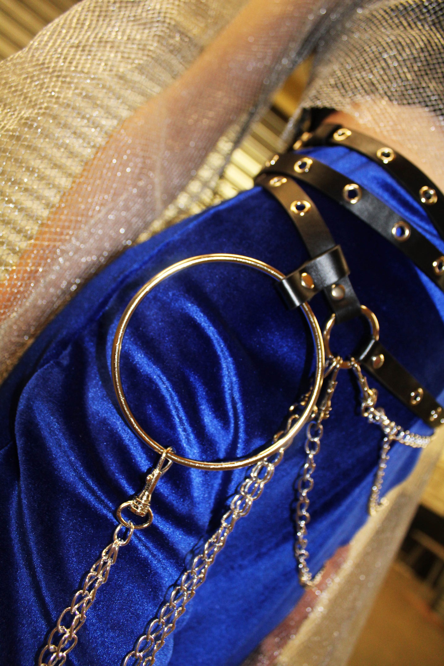 ‘METAL’ wrap around pleather harness chain belt